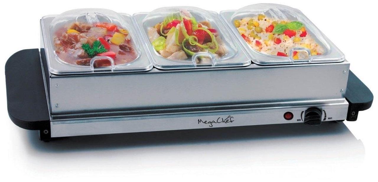 Alt view image 2 of 10 - MegaChef MC-9003B Buffet Server & Food Warmer With 3 Removable Sectional Trays, Heated Warming Tray and Removable Tray Frame