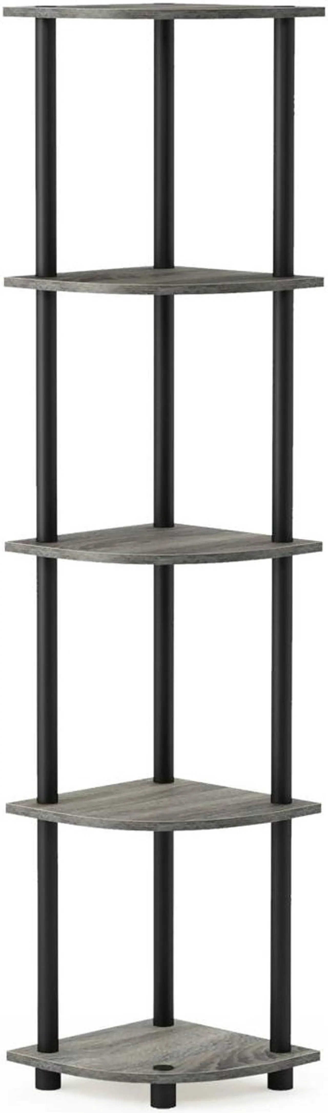 Alt view image 6 of 6 - Furinno 99811 Turn-N-Tube 5 Tier Corner Display Rack Multipurpose Shelving Unit, French Oak Grey/Black