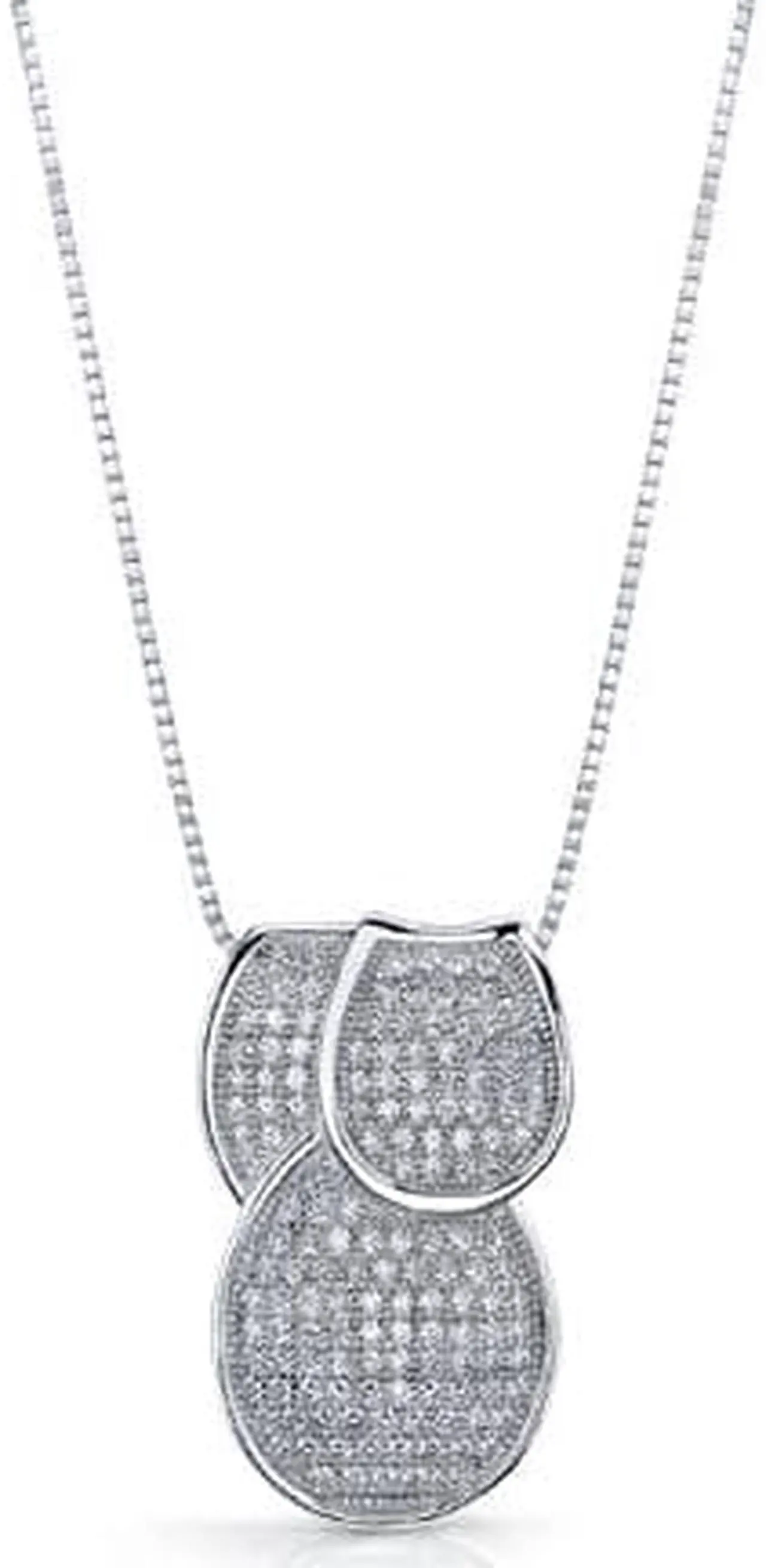Alt view image 5 of 6 - Flamboyant Overlapping Loops of Dazzle Sterling Silver Micro Pave CZ Diamond Tri-Sectional Pendant