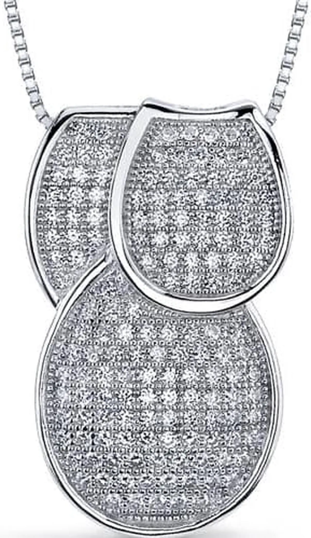 Alt view image 4 of 6 - Flamboyant Overlapping Loops of Dazzle Sterling Silver Micro Pave CZ Diamond Tri-Sectional Pendant