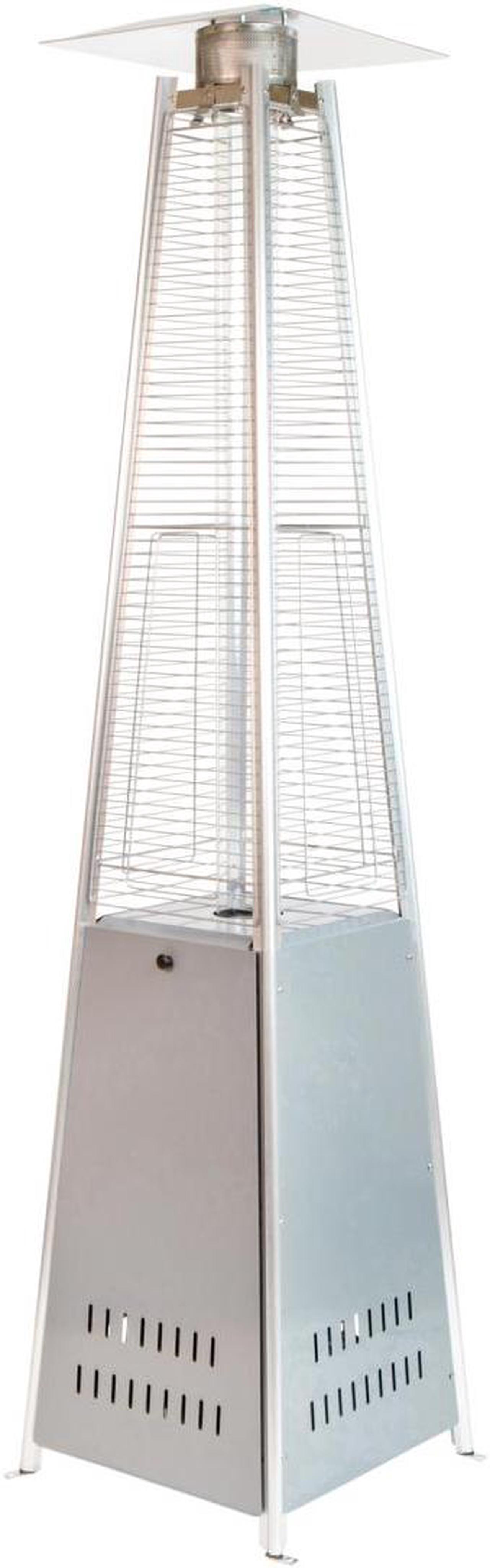 Alt view image 17 of 20 - Patio Outdoor Heating-Silver Stainless Steel Pyramid 42,000 BTU Propane Heater with Wheels for Commercial & Residential Use