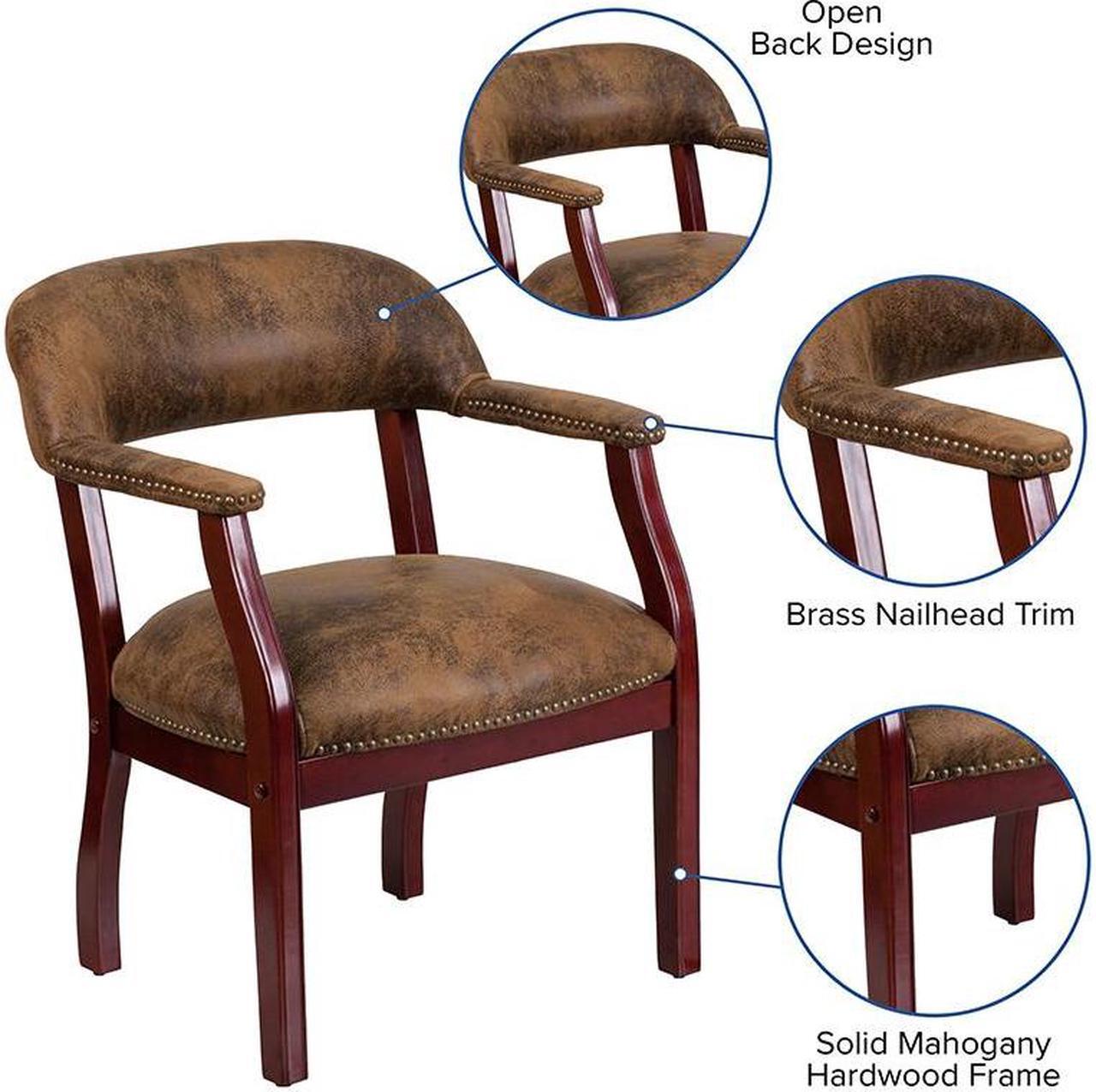 Alt view image 15 of 20 - Flash Furniture B-Z105-BRN-GG Bomber Jacket Brown Luxurious Conference Chair