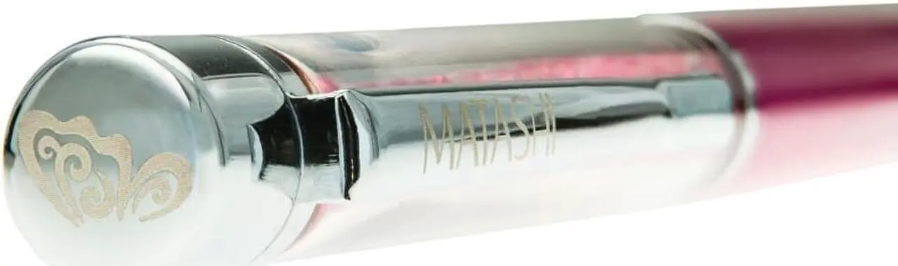 Alt view image 6 of 6 - Pink Themed Chrome Plated Comfort Grip Ballpoint Pen with Pink Crystal Filled Top and Matashi Etching