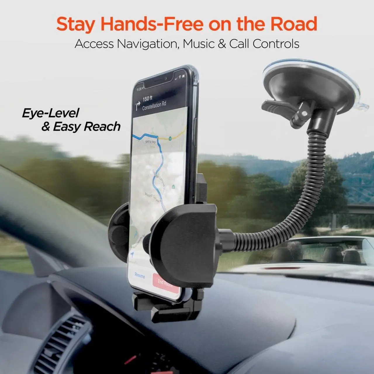 Alt view image 2 of 5 - HyperGear Universal Windshield Phone Mount Black (14369-HYP)