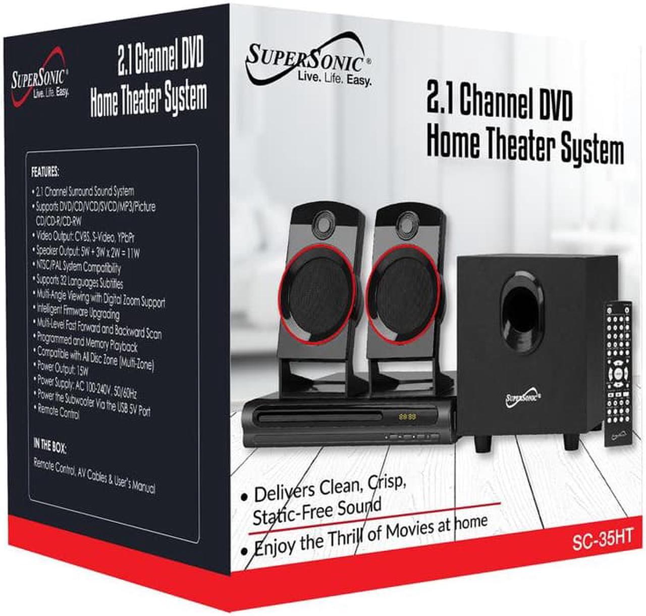 Alt view image 13 of 20 - Supersonic SC-35HT 2.1 Channel DVD Home Theater System, Bluetooth, HDMI, DVD/CD/VCD/SVCD/MP3 Playback