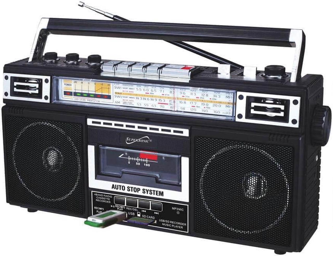 Alt view image 10 of 14 - Supersonic SC-3201BT-BK 4 Band Radio & Cassette Player + Cassette To Mp3 Converter & Bluetooth (Black)