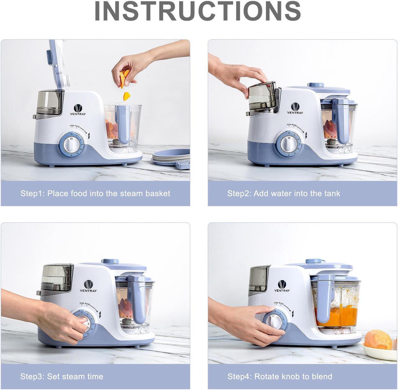 Alt view image 3 of 6 - VENTRAY Baby Food Maker for Twins & Triplets, All-in-one Large Capacity Baby Food Processor, Multi-Function BPA-Free Steamer & Blender, Cook at Home - Purple