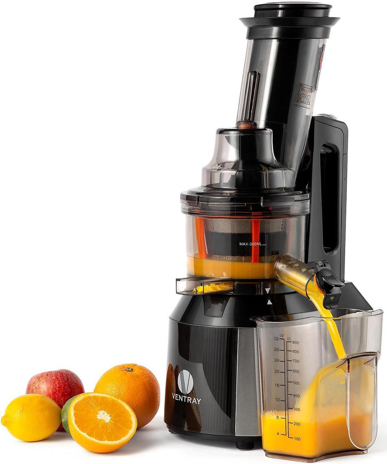 Ventray Big Feeding Mouth,Large Chute,Masticating Juicer,BPA Free,Juice Extractor,Vertical High Juice Yield, Recipe,Brush,Juice Jars,Black