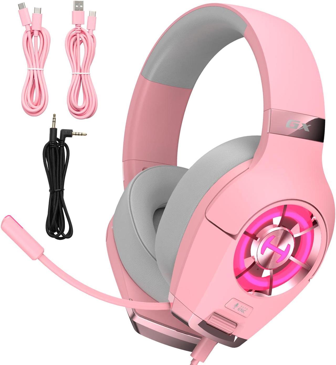 HECATE by Edifier GX Hi-Res Gaming Headset for PS4/ PS5/ PC/Switch/Xbox Gamepad - USB/Type-C/3.5mm Wired Gaming Headphones with Microphone RGB Lighting (Pink)