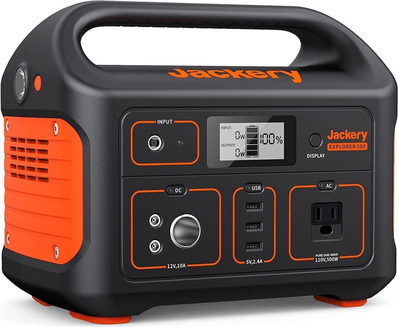 Jackery Portable Power Station Explorer 500, Outdoor Solar Generator Mobile Lithium Battery Pack with 110V/500W AC Outlet (Solar Panel Not Included) for RV Road Trip Camping, Outdoor Adventure