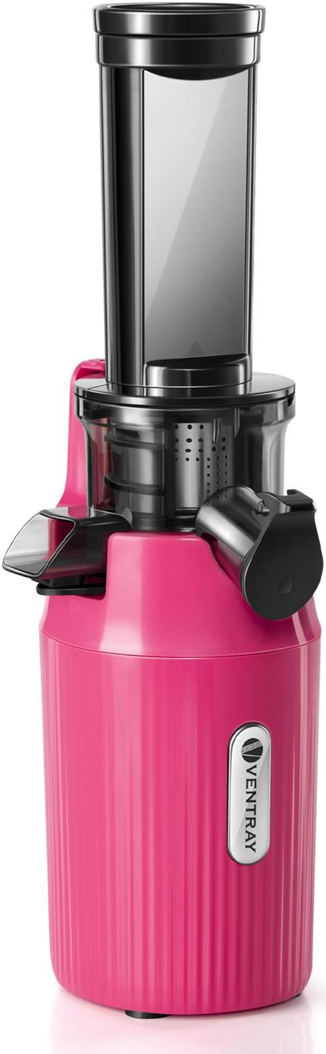 Ventray Essential Ginnie Juicer, Compact Small Cold Press Juicer, Masticating Slow Juicer with 60RPM Low Speed, Easy to Clean & Nutrient Dense, Eco-Friendly Packaging, Vibrant Pink