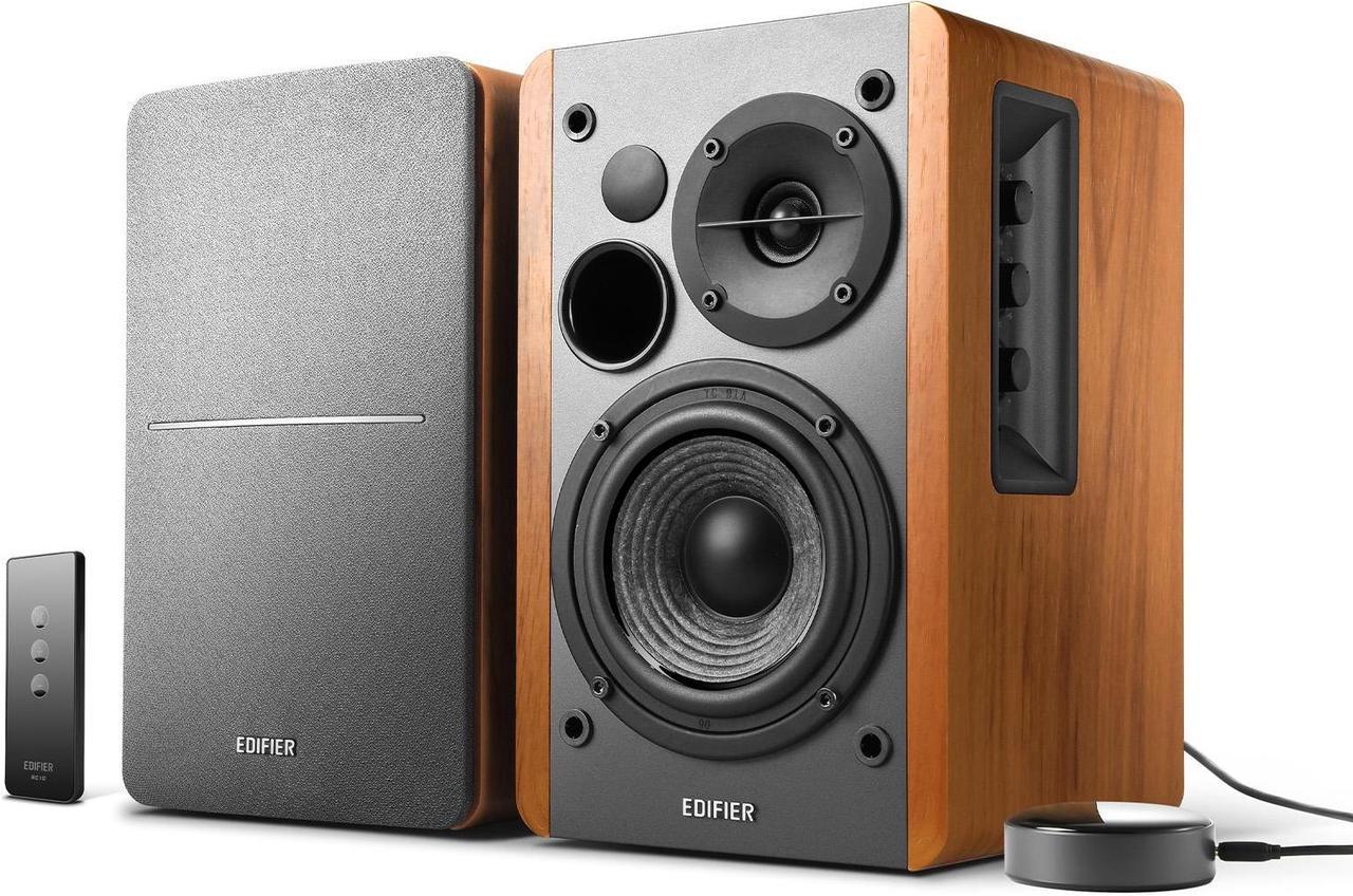 Edifier R1280T Powered Bookshelf Speakers with WiiM Mini Wi-Fi Audio Streamer, Stream Hi-Res Audio from Spotify, Amazon Music and More