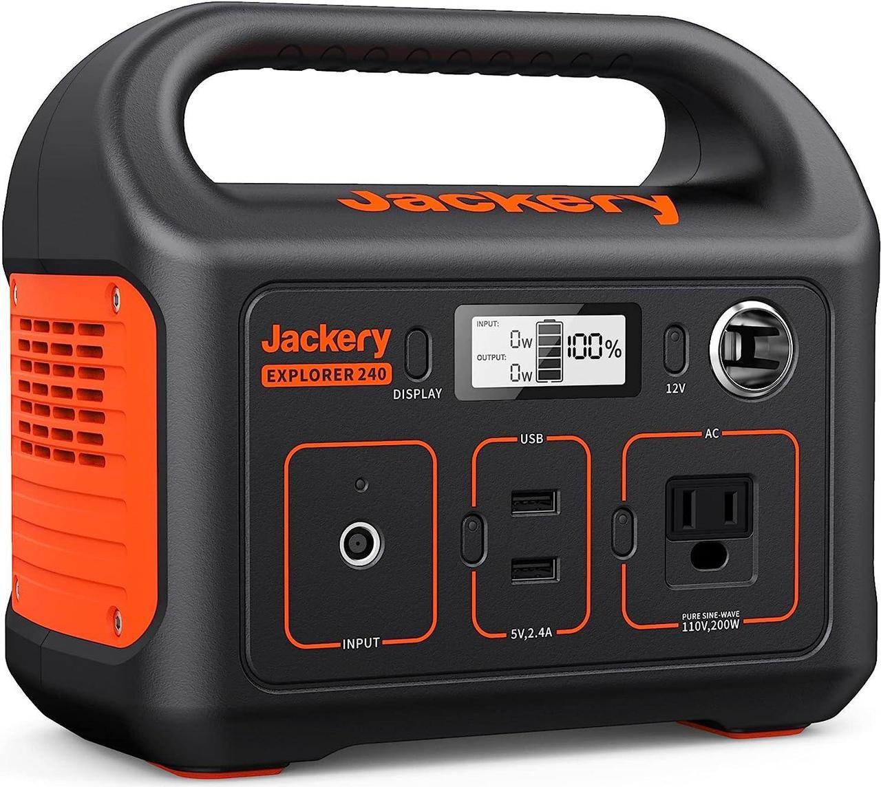 Jackery Portable Power Station Explorer 240, Outdoor Solar Generator Mobile Lithium Battery Pack with 110V/240W AC Outlet (Solar Panel Not Included) for RV Road Trip Camping (Refurbished)