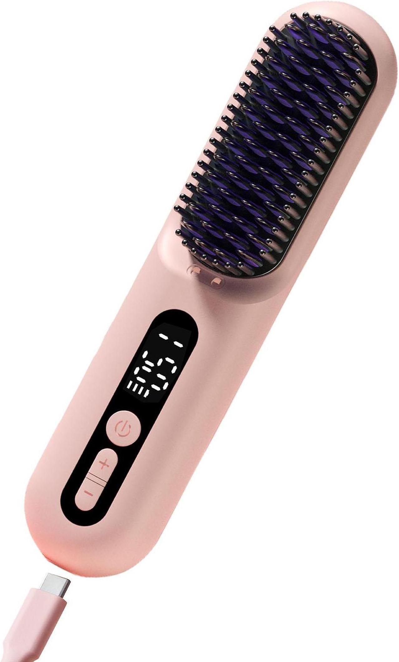 Lowra rouge Hair Straightener Brush Cordless & Corded Use, Portable Plasma Straightening Brush for Travel, Anti-Scald Hot Comb Hair Straightener with MCH Fast Heating Auto-Off Safety, SL-630