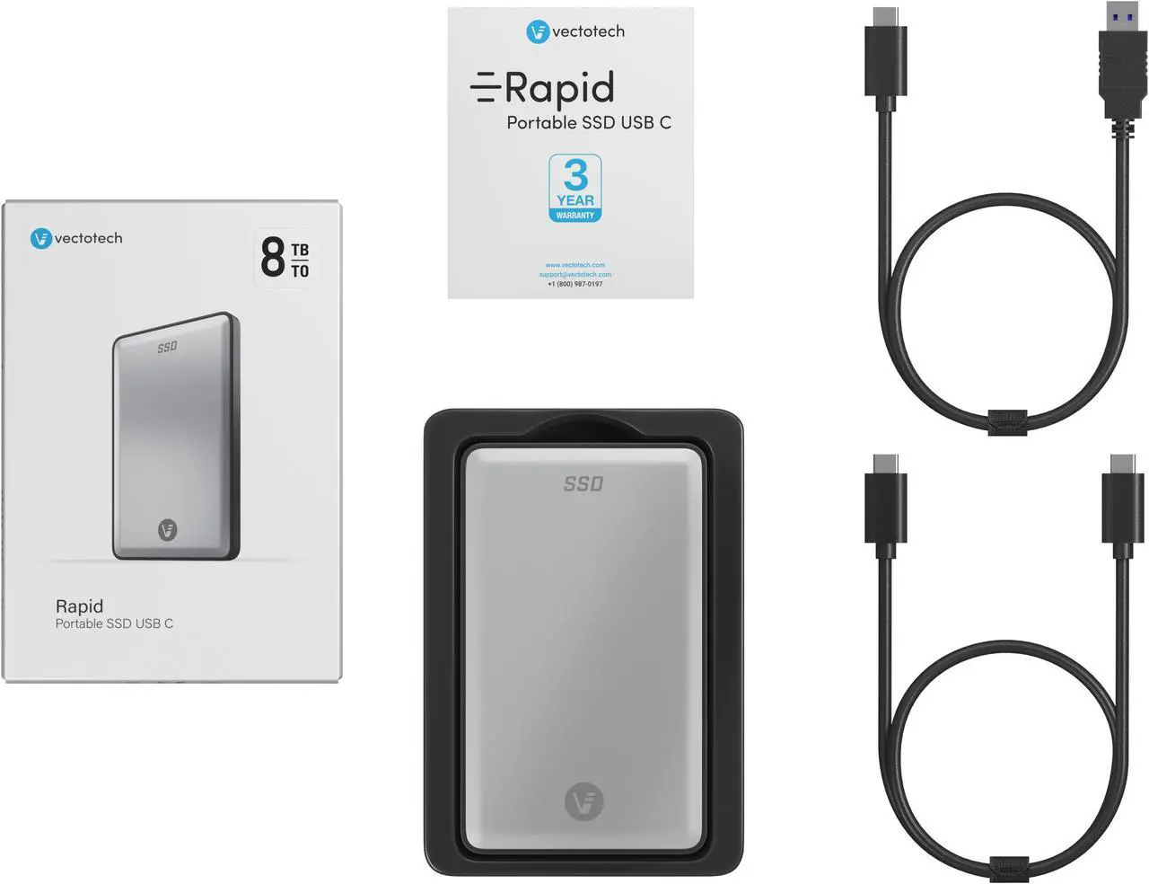 Alt view image 5 of 5 - VectoTech Rapid 8TB External SSD USB-C Portable Solid State Drive (USB 3.1 Gen 2)