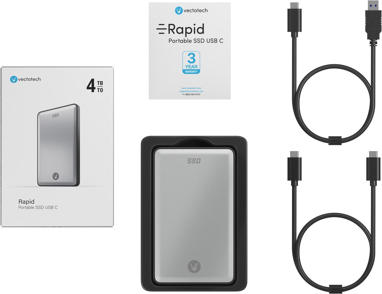 Alt view image 4 of 6 - VectoTech Rapid 4TB External SSD USB-C Portable Solid State Drive (USB 3.1 Gen 2)