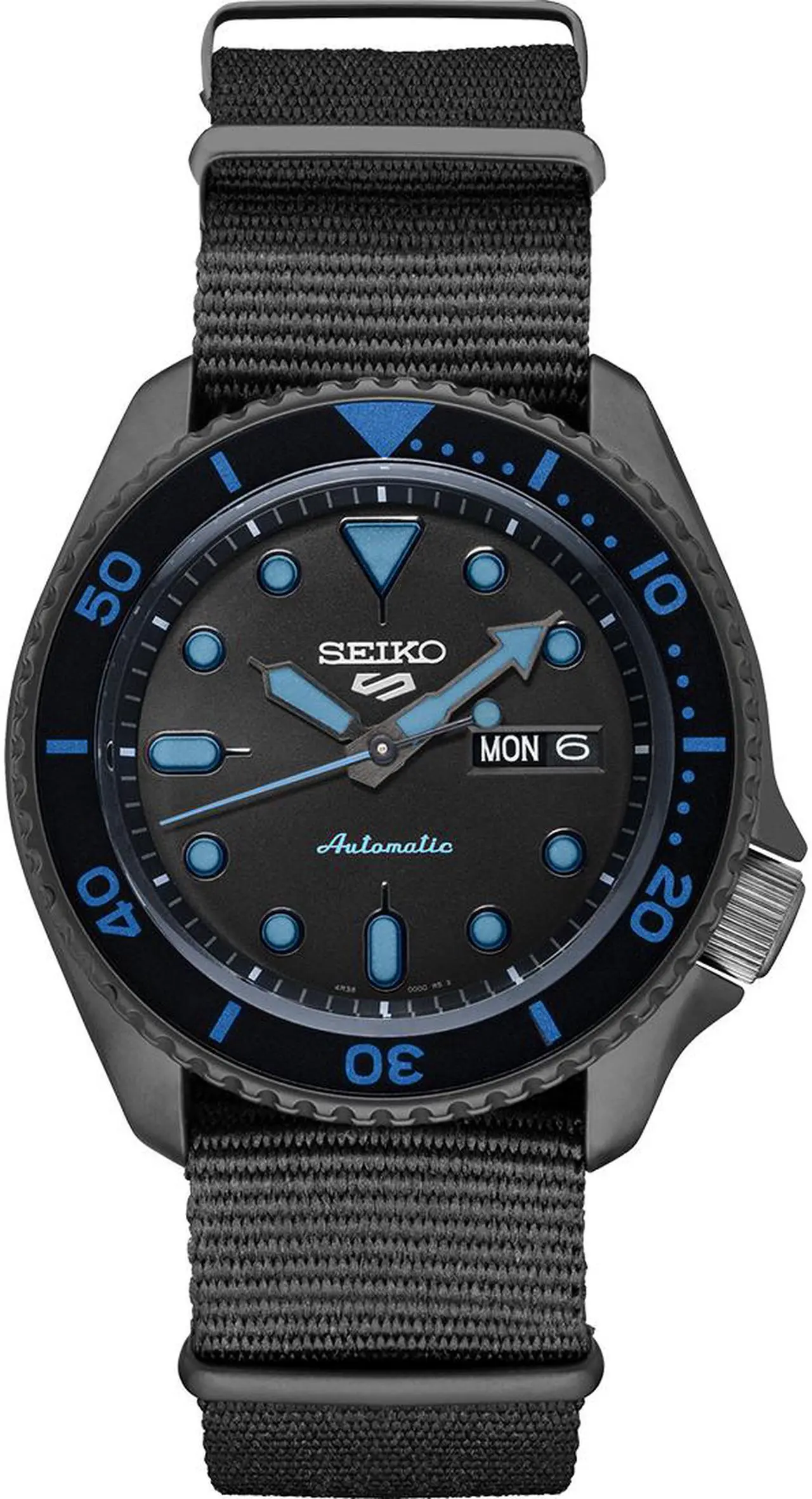 Alt view image 2 of 5 - Seiko SRPD81 5 Sports 24-Jewel Automatic Watch - Black/Blue - Nylon