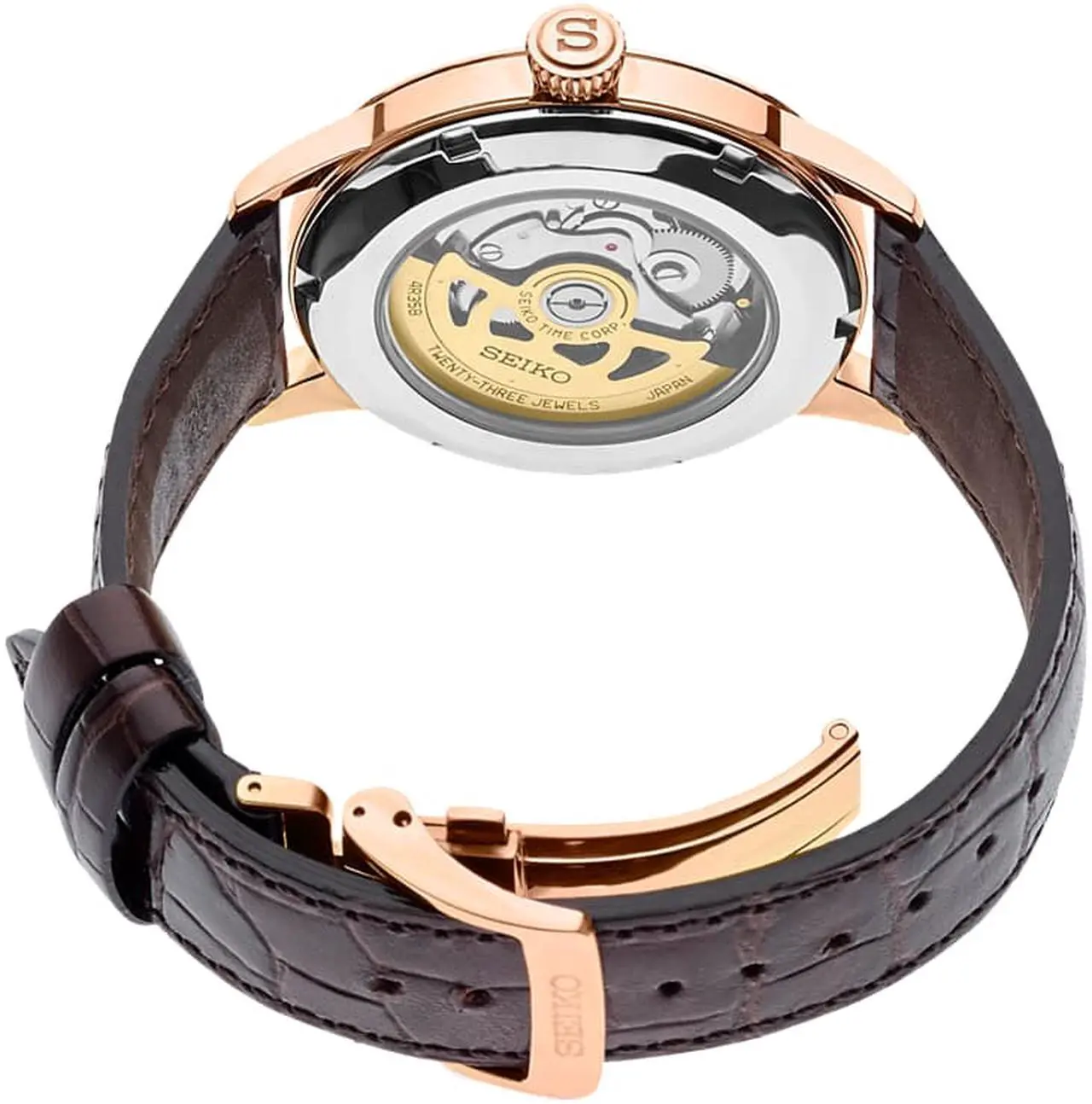 Alt view image 4 of 9 - Seiko Presage Mens Rose Gold Plated Stainless Steel Automatic Watch SRPB46