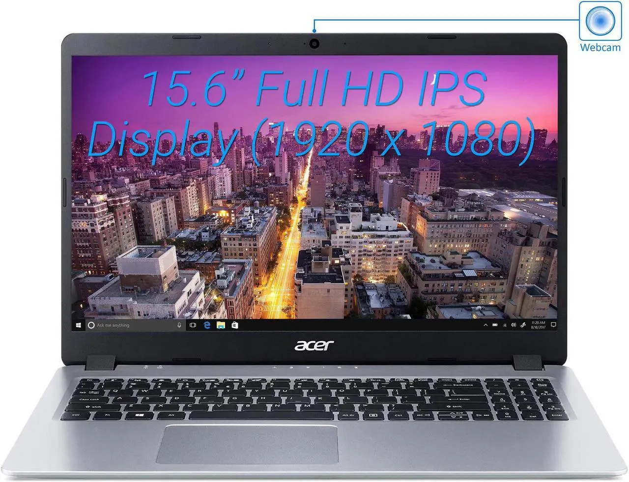 Alt view image 2 of 7 - Acer Aspire 5 Notebook, 15.6" FHD Display, AMD Ryzen 3 3200U Upto 3.5GHz, 16GB RAM, 128GB NVMe SSD + 1TB HDD, HDMI, Wi-Fi, Bluetooth, Windows 10 Home