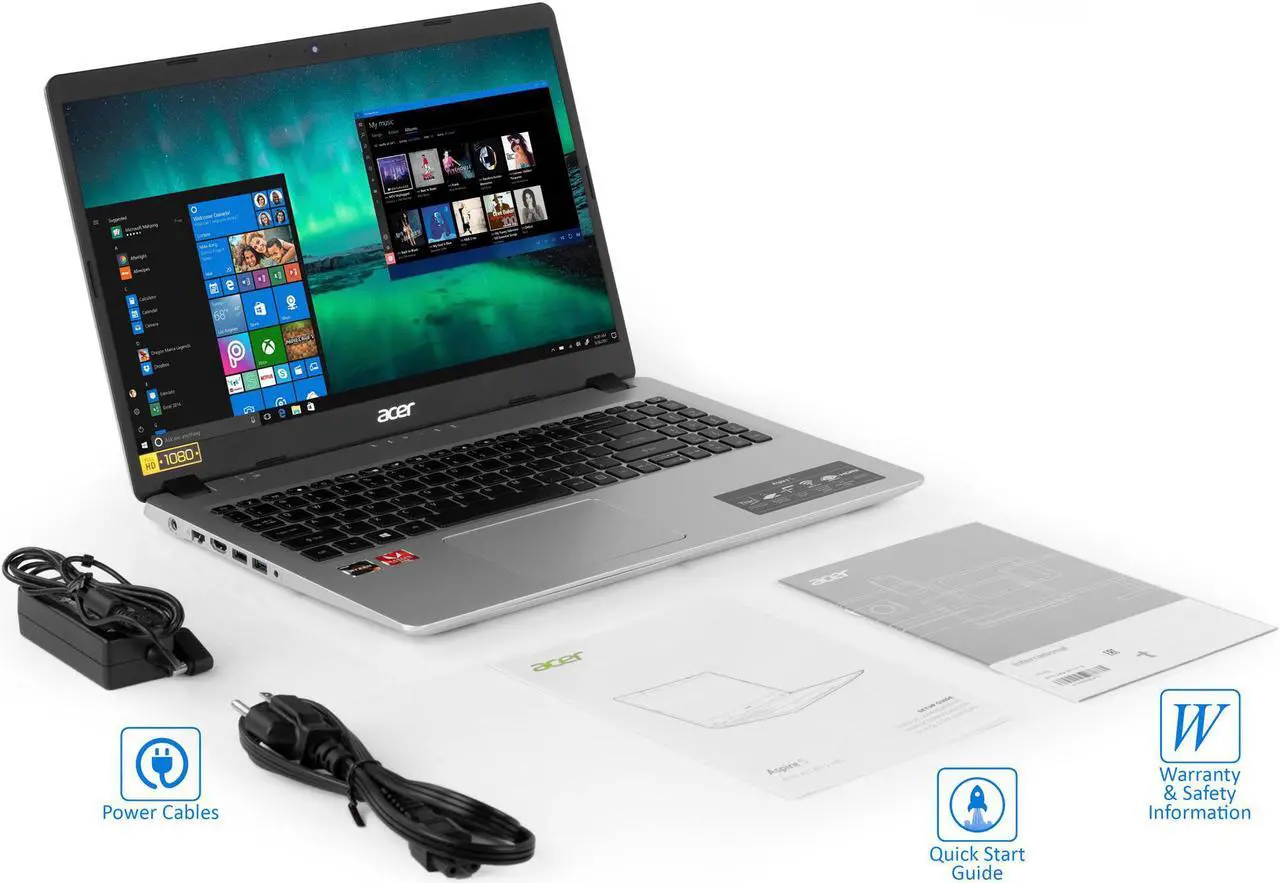 Alt view image 7 of 7 - Acer Aspire 5 Notebook, 15.6" FHD Display, AMD Ryzen 3 3200U Upto 3.5GHz, 16GB RAM, 128GB NVMe SSD + 1TB HDD, HDMI, Wi-Fi, Bluetooth, Windows 10 Home