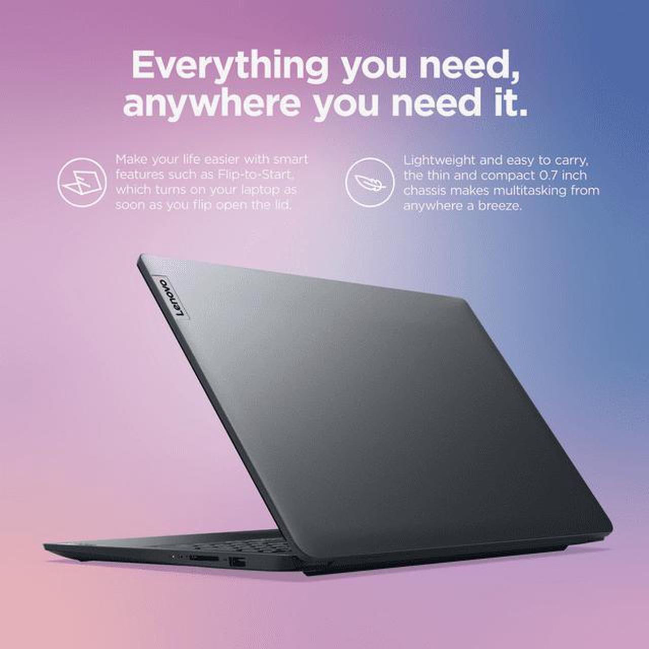 Alt view image 4 of 6 - Lenovo Ideapad 1 15.6" FHD Laptop | AMD R3 7320U( Beat i5-1035G1) | 8GB RAM DDR5 | 1024GB SSD | Intergrated Graphics | HDMI | Windows 11 Home | Bundle with USB 3.0 Hub