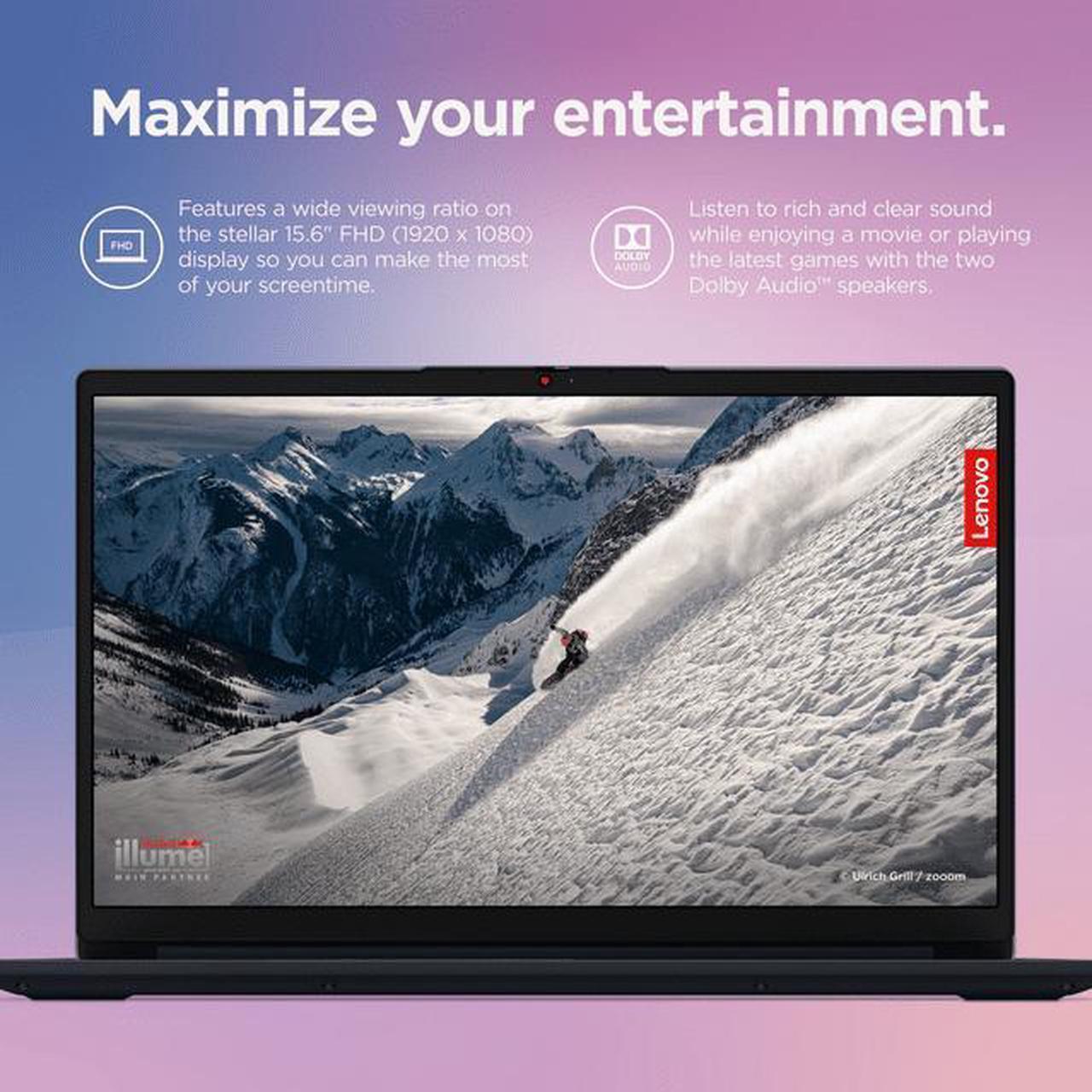 Alt view image 5 of 6 - Lenovo Ideapad 1 15.6" FHD Laptop | AMD R3 7320U( Beat i5-1035G1) | 8GB RAM DDR5 | 1024GB SSD | Intergrated Graphics | HDMI | Windows 11 Home | Bundle with USB 3.0 Hub