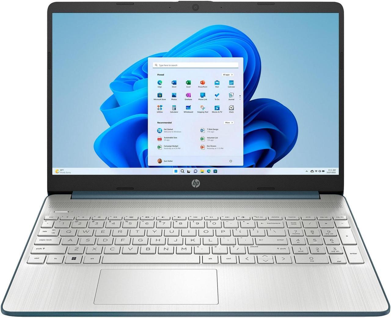 Alt view image 2 of 6 - HP 15.6 inch FHD Laptop | Intel Core i5-1235U Processor | Spruce Blue| 8GB RAM | 256GB SSD | Intel Iris Xe Graphics | Windows 11 Home | Bundle with USB 3.0 Hub