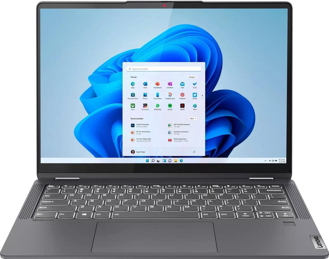 Alt view image 6 of 6 - Lenovo IdeaPad 5i 14" Touchscreen 2-in-1 Laptop | Intel Core i5-1235U Processor | 8GB RAM | 1024GB SSD | Intel Iris Xe Graphics | Backlit | FingerPrint | Windows 11 S | Bundle with Grey Bag