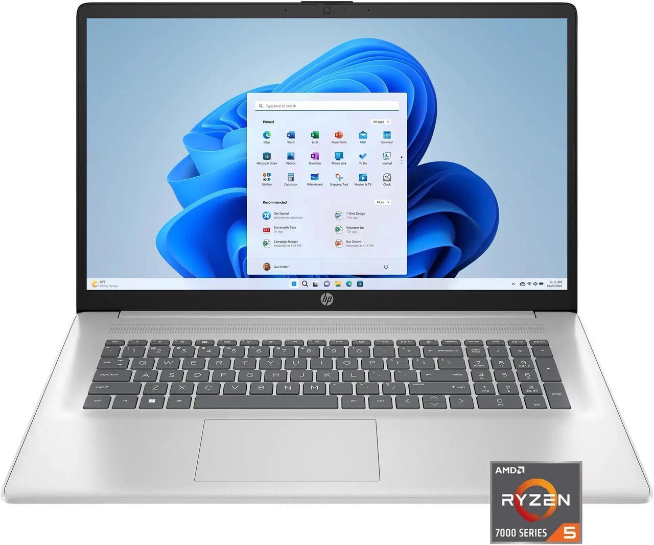 Alt view image 2 of 6 - HP 17.3 inch 1920 x 1080 (Full HD) Laptop | AMD Ryzen 5 7430U(Beat i7-1255U) | AMD Radeon graphics | HDMI|Silver| 16GB RAM | 1024GB SSD | Windows 11 S | Bundle with 64GB USB Flash Drive