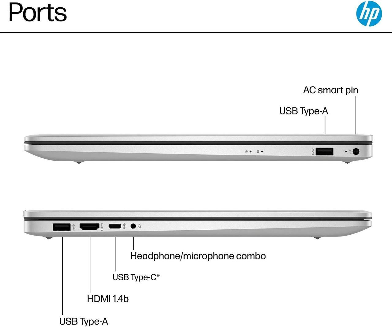 Alt view image 5 of 6 - HP 17.3 inch 1920 x 1080 (Full HD) Laptop | AMD Ryzen 5 7430U(Beat i7-1255U) | AMD Radeon graphics | HDMI|Silver| 16GB RAM | 1024GB SSD | Windows 11 S | Bundle with 64GB USB Flash Drive