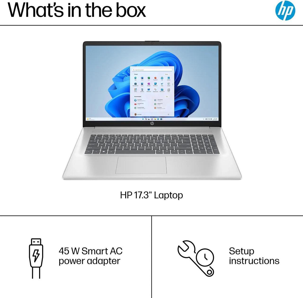 Alt view image 6 of 6 - HP 17.3 inch 1920 x 1080 (Full HD) Laptop | AMD Ryzen 5 7430U(Beat i7-1255U) | AMD Radeon graphics | HDMI|Silver| 16GB RAM | 1024GB SSD | Windows 11 S | Bundle with 64GB USB Flash Drive