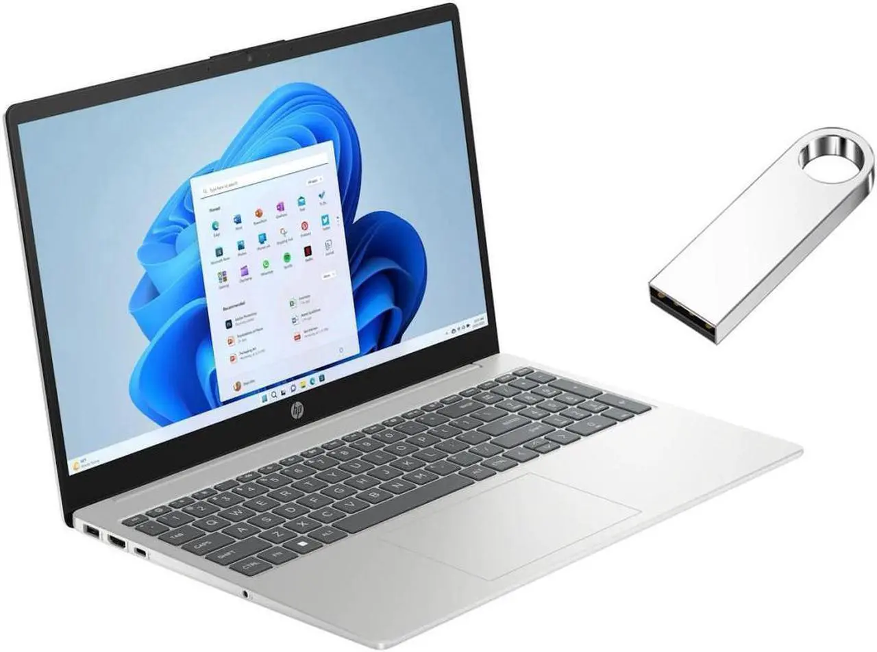 Main image of HP 15.6 " FHD Display Laptop | Intel Core i5-1235U(Beat AMD Ryzen 5 7520U) | Intel Iris Xe Graphics |Camera|Silver| WIFI | 8GB RAM | 256GB SSD | Windows 11 Home | Bundle with 64GB USB Flash Drive