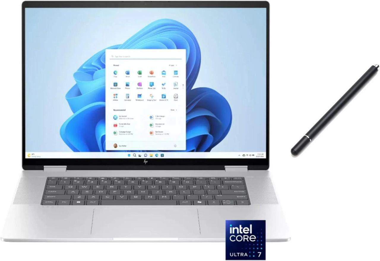 Main image of HP Envy 2-in-1 16" 2K Touch-Screen Laptop | Intel Core Ultra 7 155U |Intel graphics | 5MP IR camera | Backlit | Silver | 16GB RAM DDR5 | 2TB SSD | Windows 11 Home | Bundle with Stylus Pen