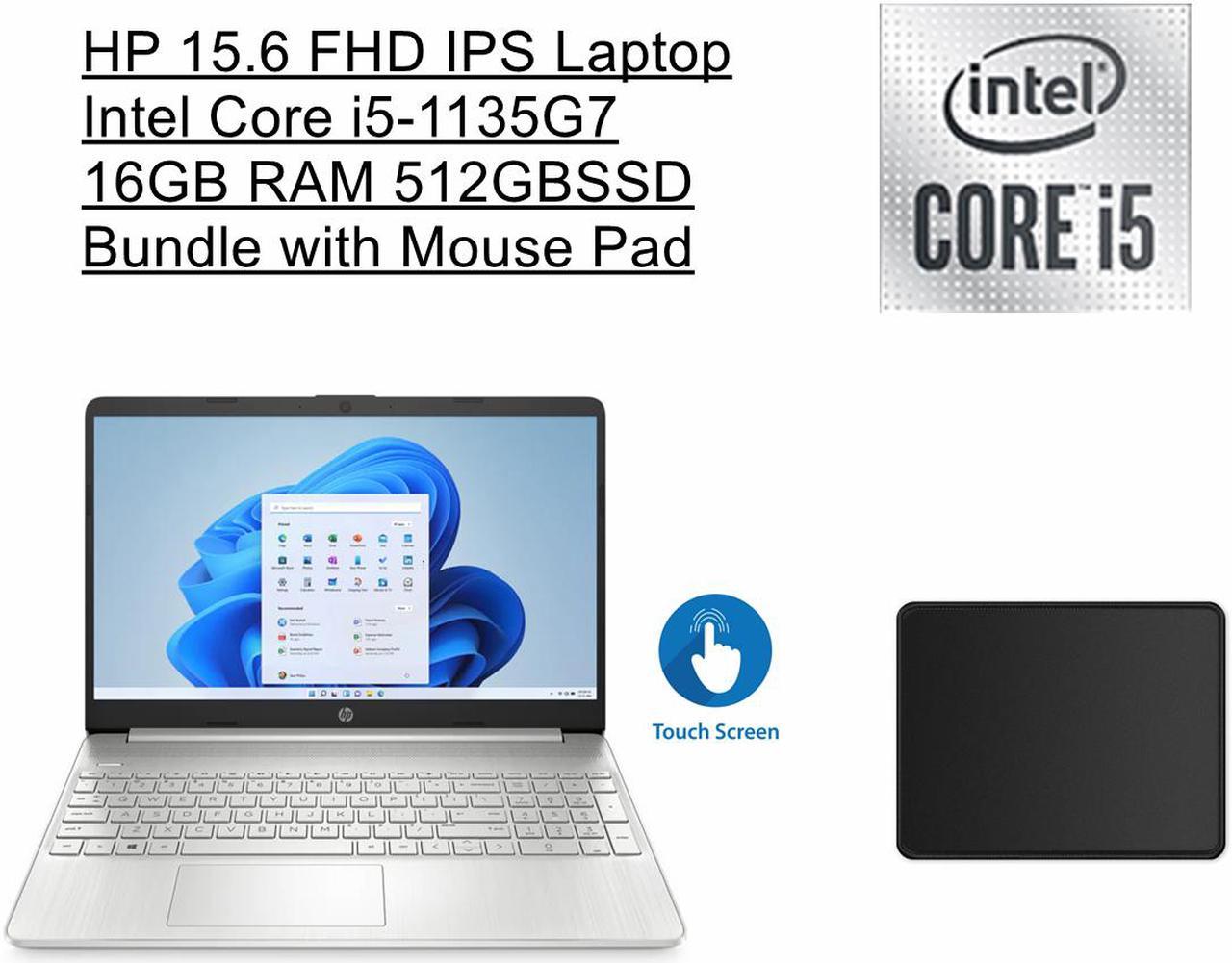 HP 15.6" Full HD IPS Touchscreen Premium Laptop | Intel Core i5-1135G7 Processor | Intel Iris Xe Graphics | 16GB RAM | 512GB SSD | Windows 11 Home S Mode | Silver | Bundle with Mouse Pad