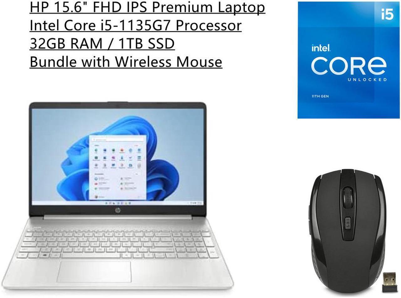 HP 15.6" Full HD IPS Premium Laptop | Intel Core i5-1135G7 Processor | Intel Iris Xe Graphics | 32GB RAM | 1TB SSD | Windows 11 Home | Silver | Bundle with Wireless Mouse