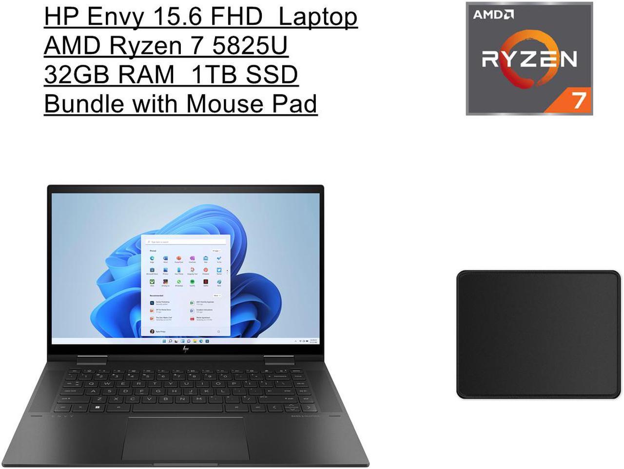 HP Envy X360 2-in-1 15.6" FHD IPS Touchscreen Premium Laptop | AMD Ryzen 7 5825U ( Beat i7-1165G7) Processor | 32GB RAM | 1TB SSD | Backlit Keyboard | Windows 11 | Black | Bundle with Mouse Pad