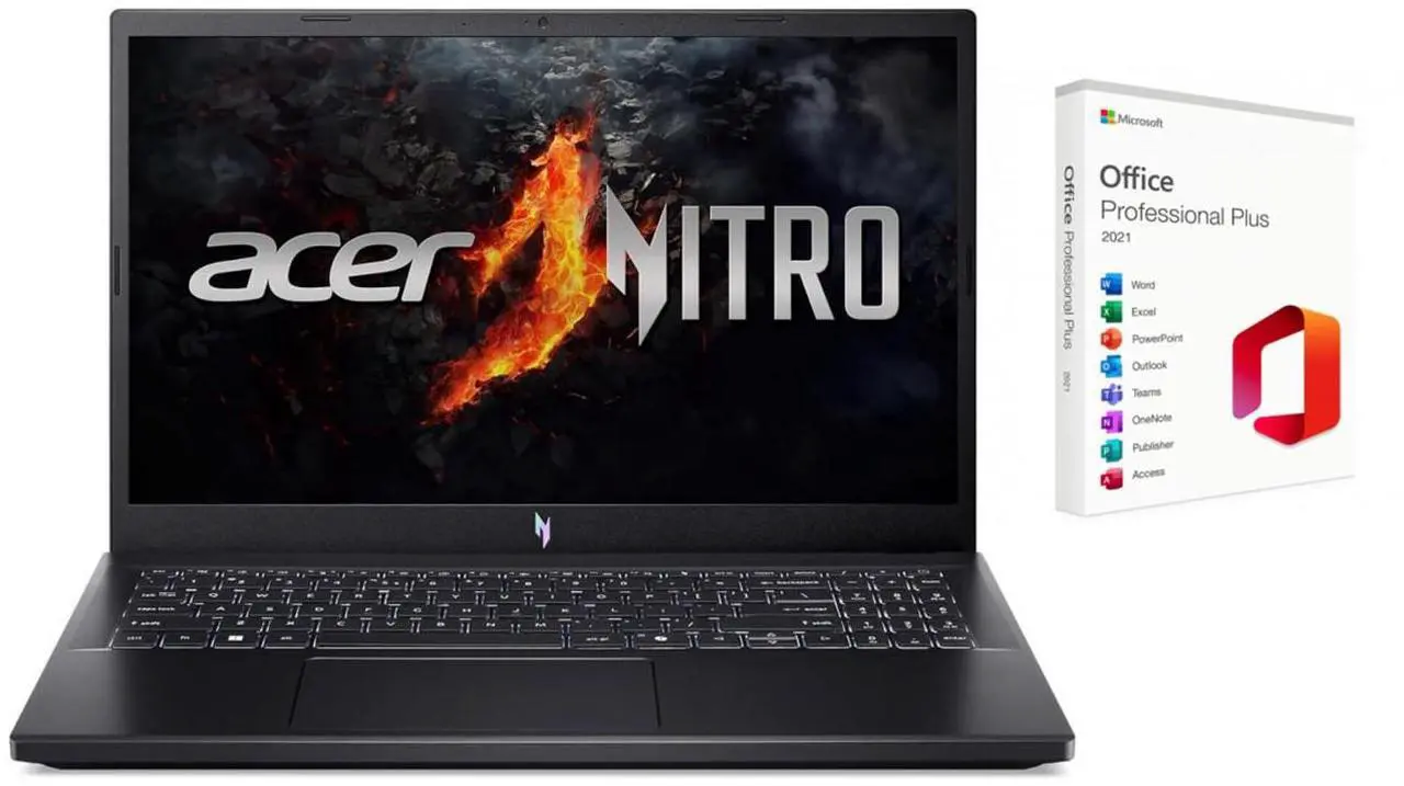 Main image of Acer Nitro 15.6" FHD 144Hz Gaming Laptop|AMD Ryzen 5 7535HS(Beat i7 1255U)| NVIDIA GeForce RTX 4050 | Backlit |Copilot | 8GB RAM DDR5 | 1024GB SSD |Windows 11 Home |Bundle with Microsoft Office 2021