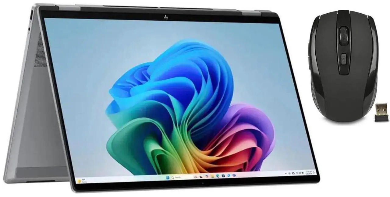 Main image of HP OmniBook X Flip 2-in-1 16" FHD+ Touch Screen Laptop |AMD Ryzen AI 5 340|AMD Radeon 840M | Copilot|Backlit|Meteor Silver| 16GB RAM DDR5 | 2TB SSD |Windows 11 Home|Bundle with Wireless Mouse