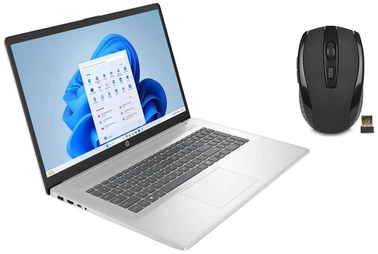 Main image of HP 17.3" HD+ Touchscreen Laptop |AMD Ryzen 5 7430U(Beat i5-1235U)| AMD Radeon graphics |Camera |Bluetooth|Silver| 64GB RAM | 1024GB SSD |Windows 11 Home |Bundle with Wireless Mouse