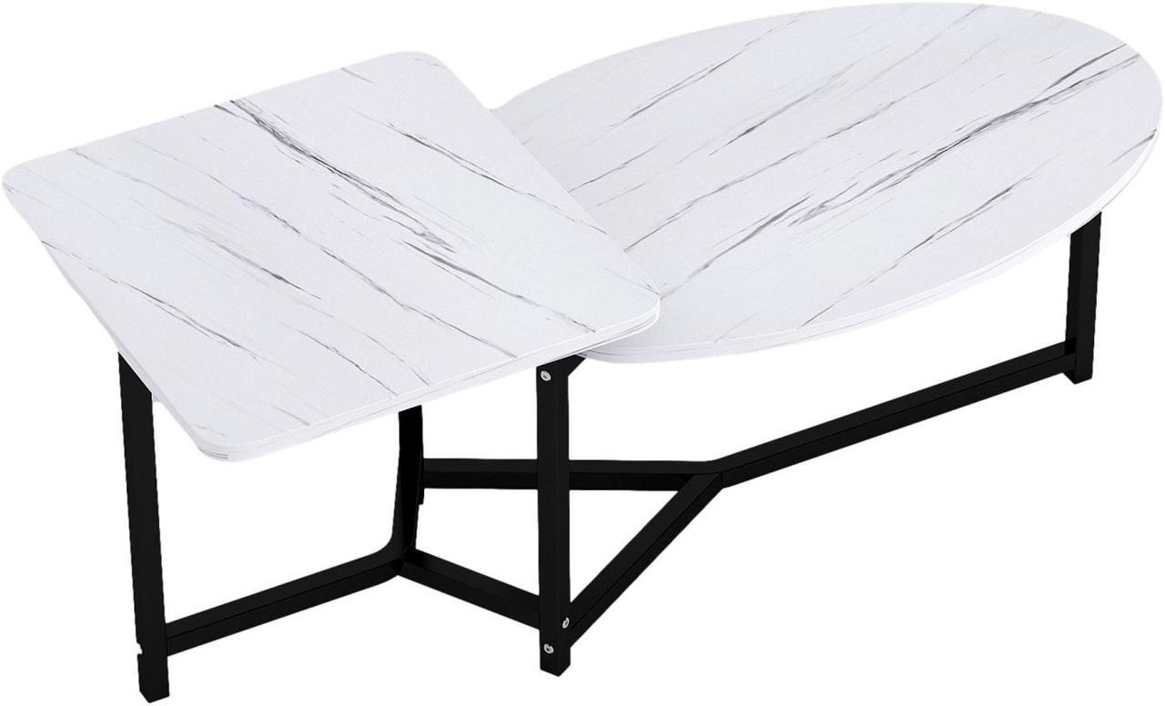 ViscoLogic LUXEM Mid-Century Unique Nested Coffee Table, Center Table For Living Room (White)