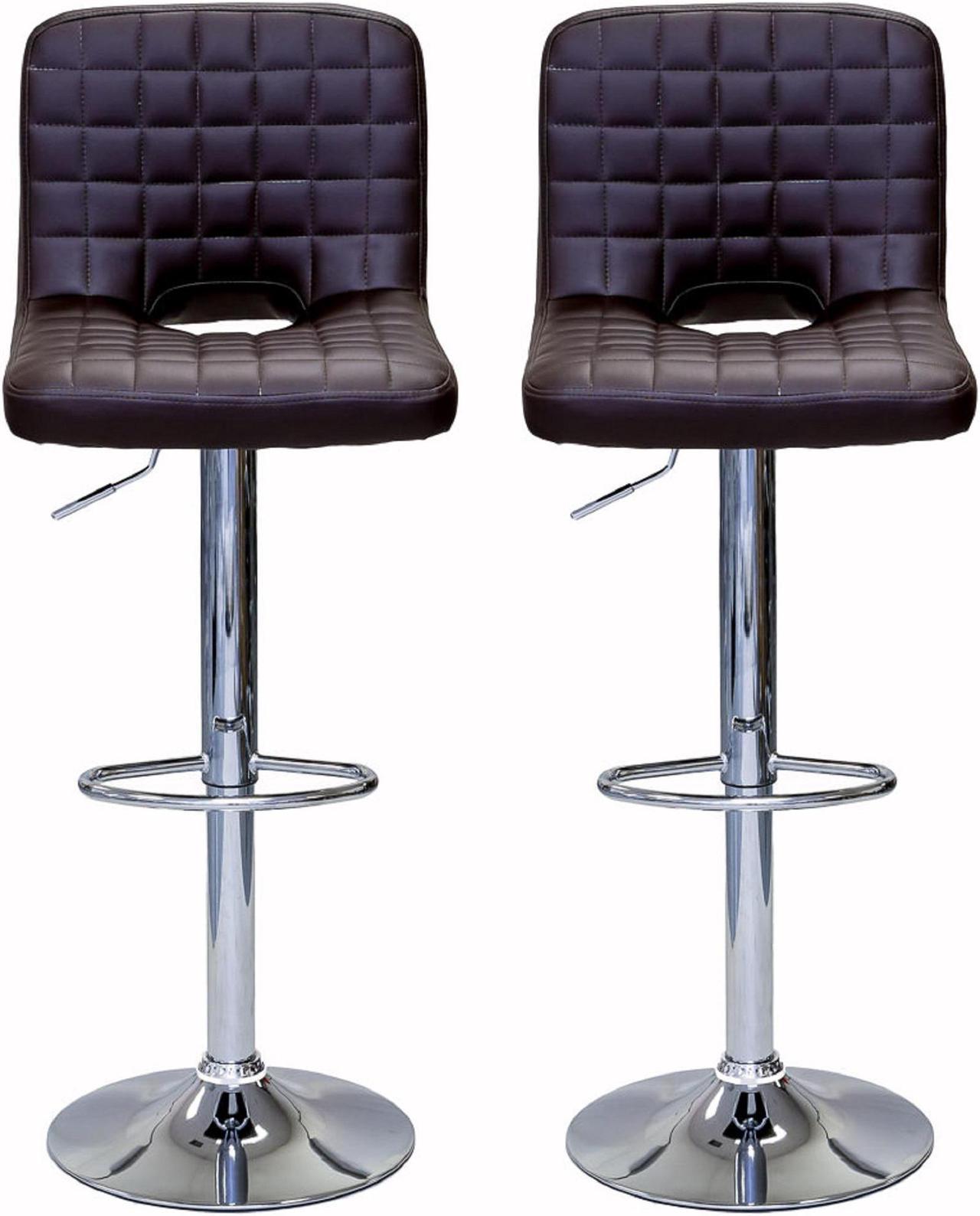 ViscoLogic MONOCO Swivel Leatherette Adjustable Hydraulic Bar Stools (Brown) Set of 2