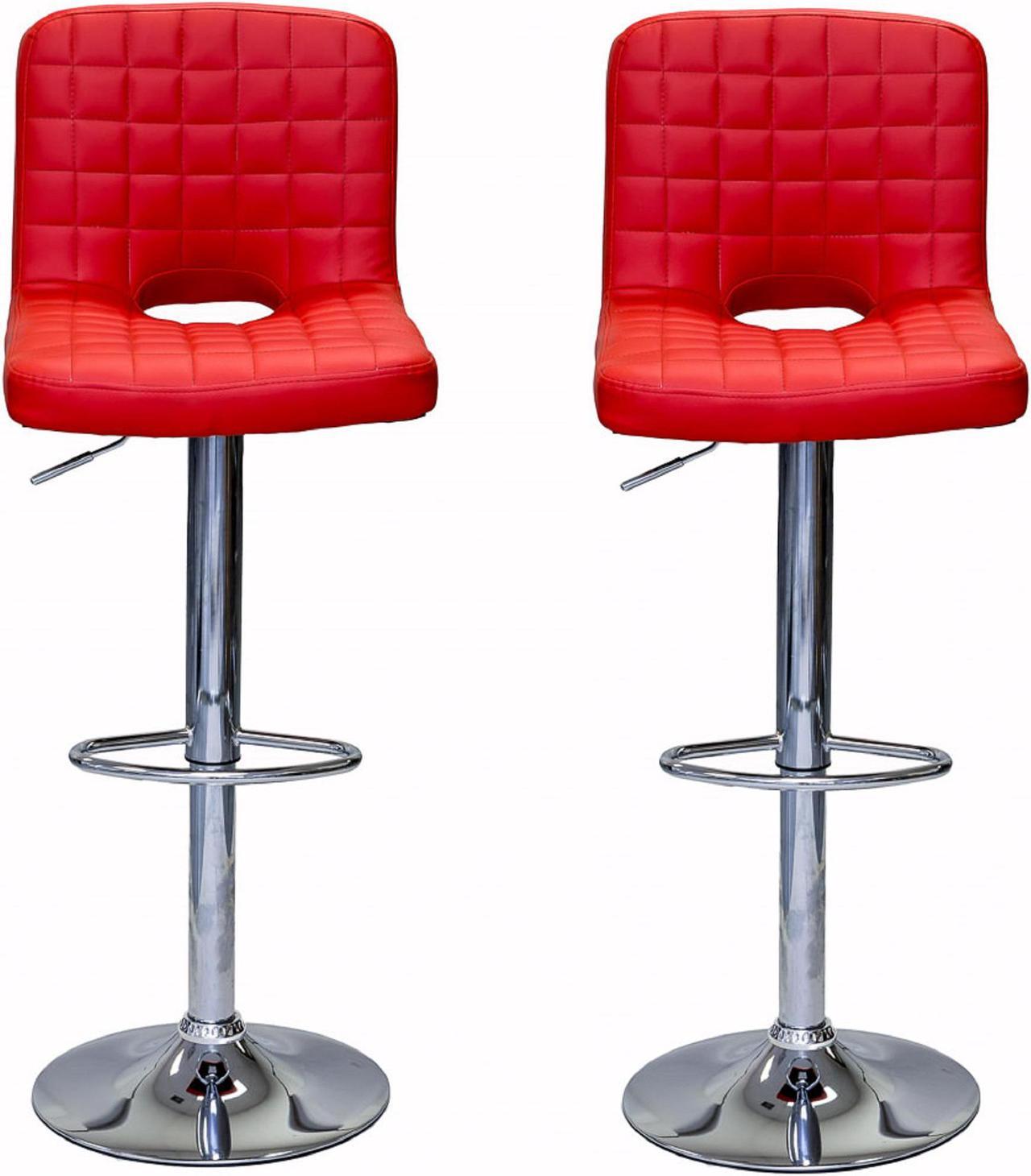 ViscoLogic MONOCO Swivel Leatherette Adjustable Hydraulic Bar Stools (Red) Set of 2