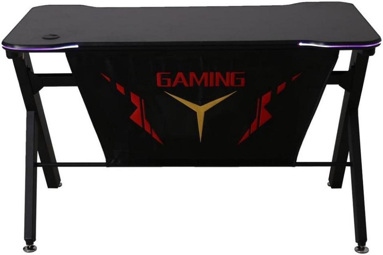 JR100-R ViscoLogic Gaming Desk Computer Table R - Shape Sports Racing Table with LED Lights