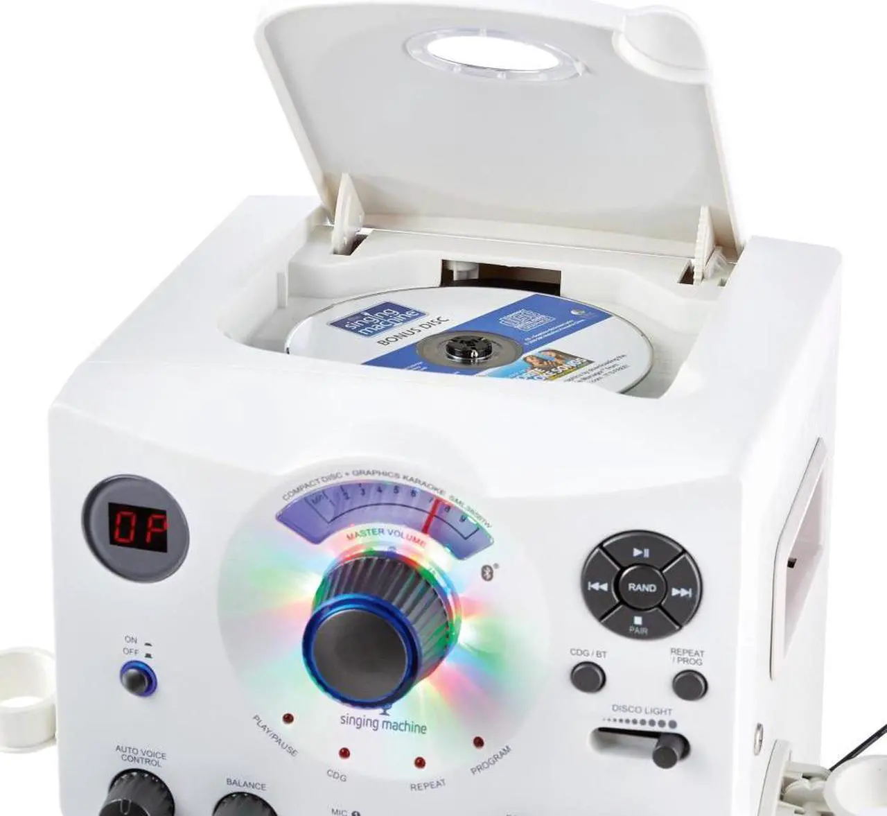 Alt view image 8 of 18 - The Singing Machine(R) Sml385btw Bluetooth(R) Karaoke System With Led Disco Lights & Microphone (White)  15.80In. X 11.1