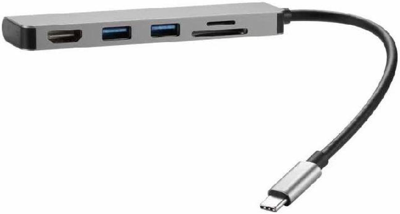 5 in 1 USB C HUB, Type-C Adapter HDMI USB SD TF,  4K HDMI, SD/TF Card Reader, 2 USB 3.0 Ports, Portable Dock for New MacBook, Chromebook, Galaxy S20/S10/S9/S8 and More.