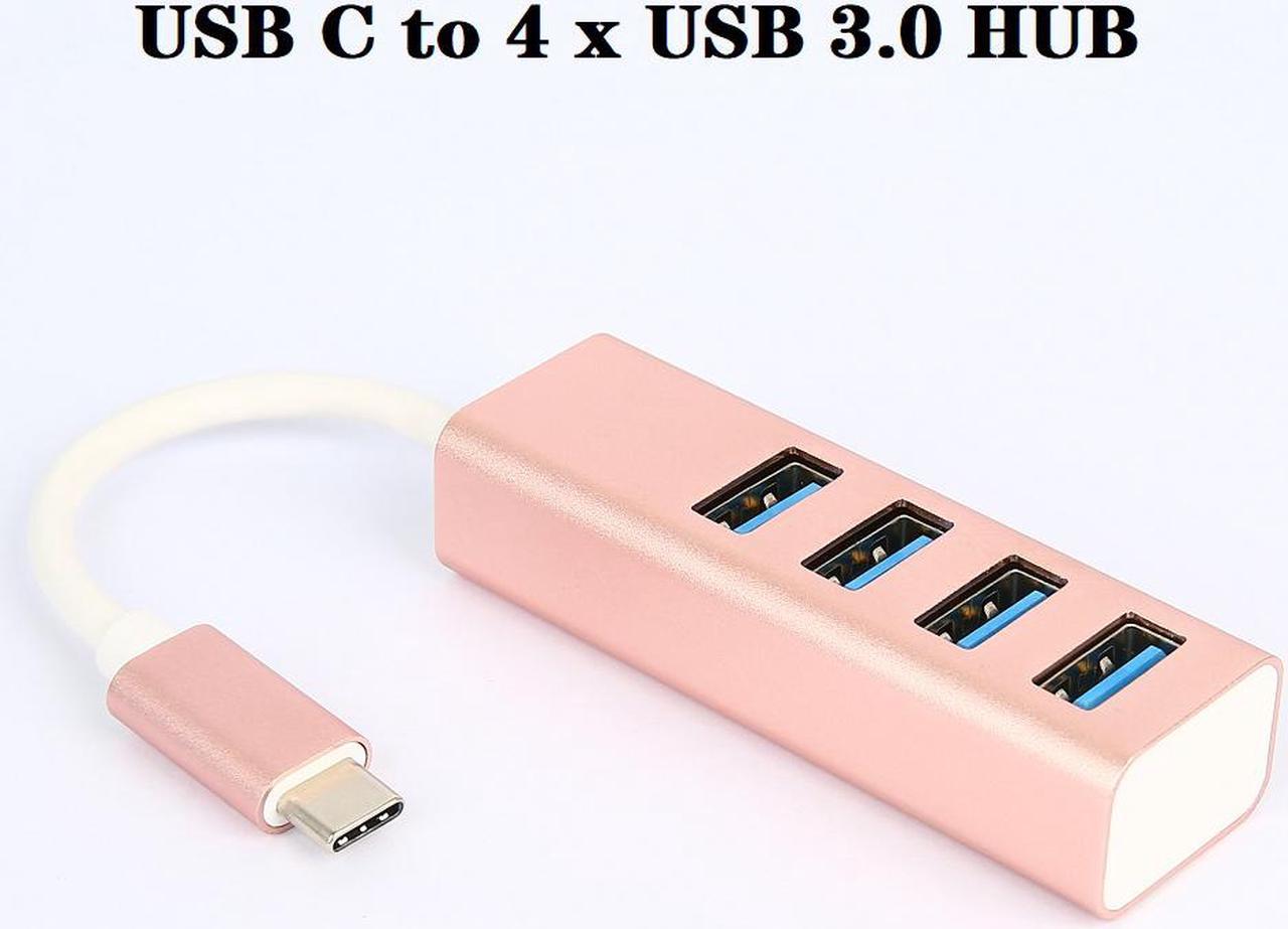 4 in 1 USB C HUB, Aluminum USB-C Adapter with 4 USB 3.0 Ports, for MacBook Pro 2019/2018/2017, ChromeBook, XPS, Galaxy S20/S10/S9/S8 and More.