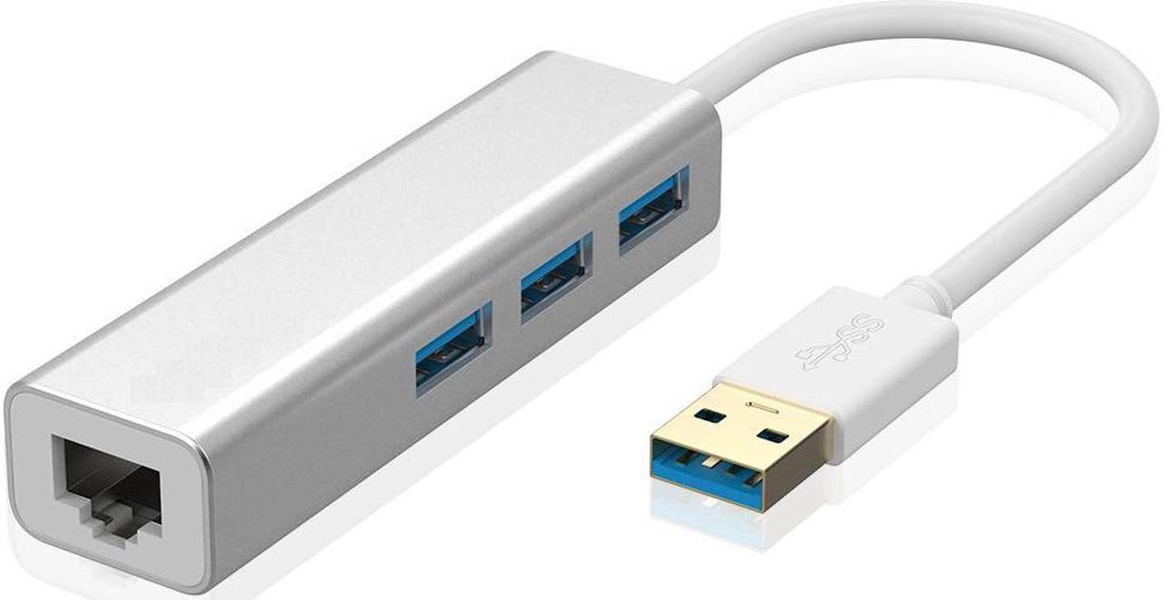 4-in-1 USB3.0 to USB 3.0 HUB with 1000M LAN Gigabit Ethernet Converter, USB 3.0 to 1000Mbps Ethernet LAN Adapter with USB3.0 HUB, 4 in 1 USB3.0 HUB with Gigabit Network Card.