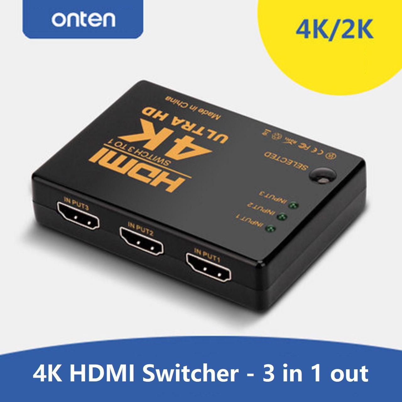 4K HDMI Switcher 4K 3D 1080P 3 In 1 Out Splitter, 3 inputs 1 output HDMI Splitter.