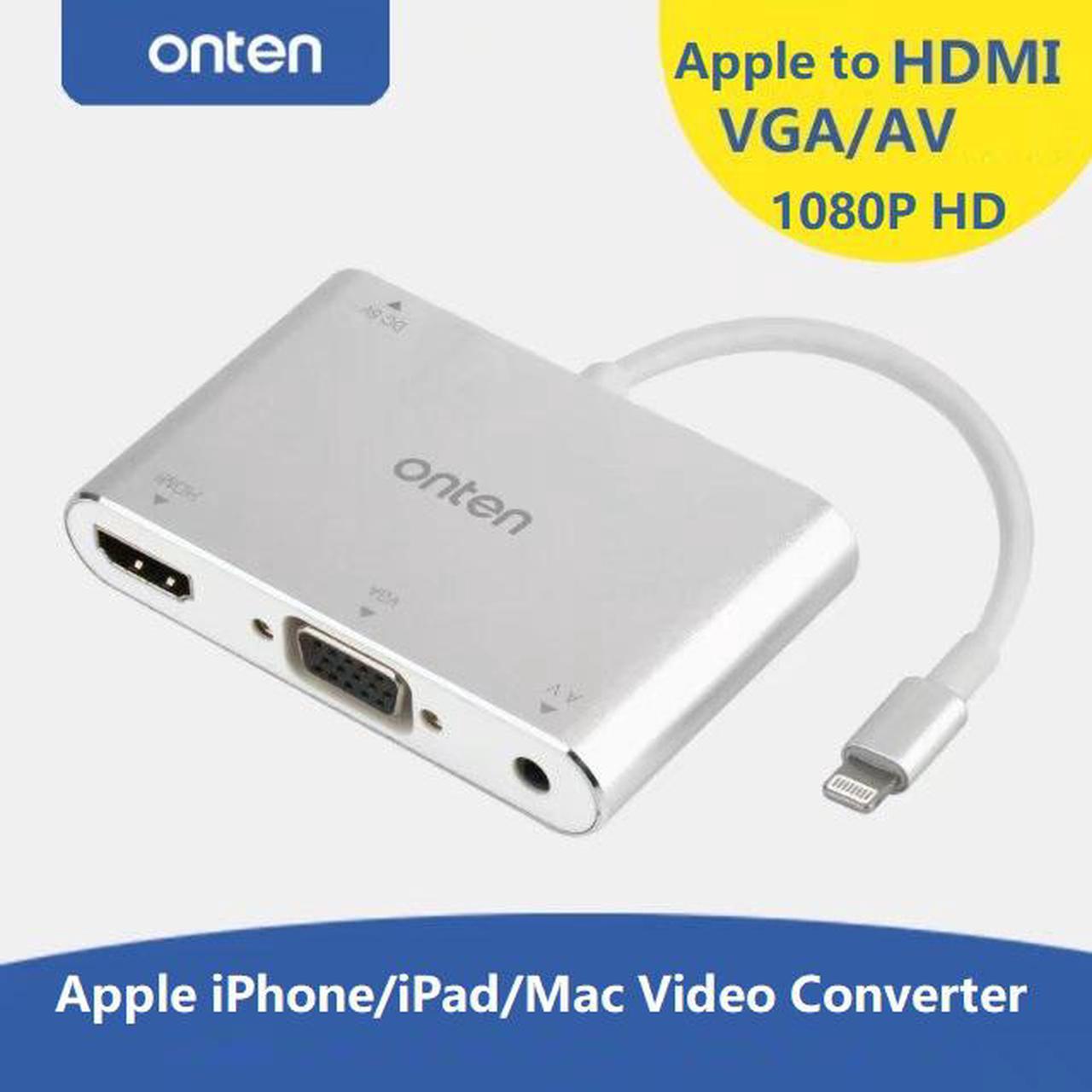 HDMI + VGA + Audio Full HD Video Converter for Apple Device, for iPhone iPad Turn HDMI TV Projector VGA HD Adapter with  Same Screen.