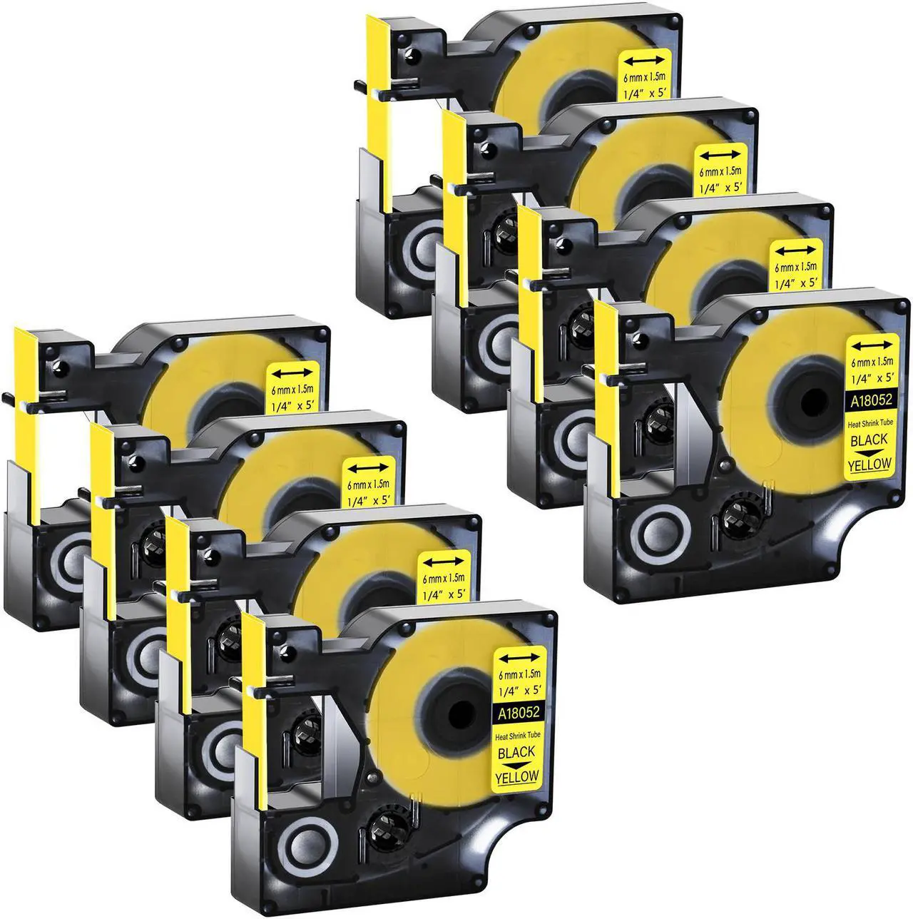 5x 6mm IND Schrumpfschlauch Schwarz Auf Gelb Für DYMO Rhino 1000 – Labeltape A18052